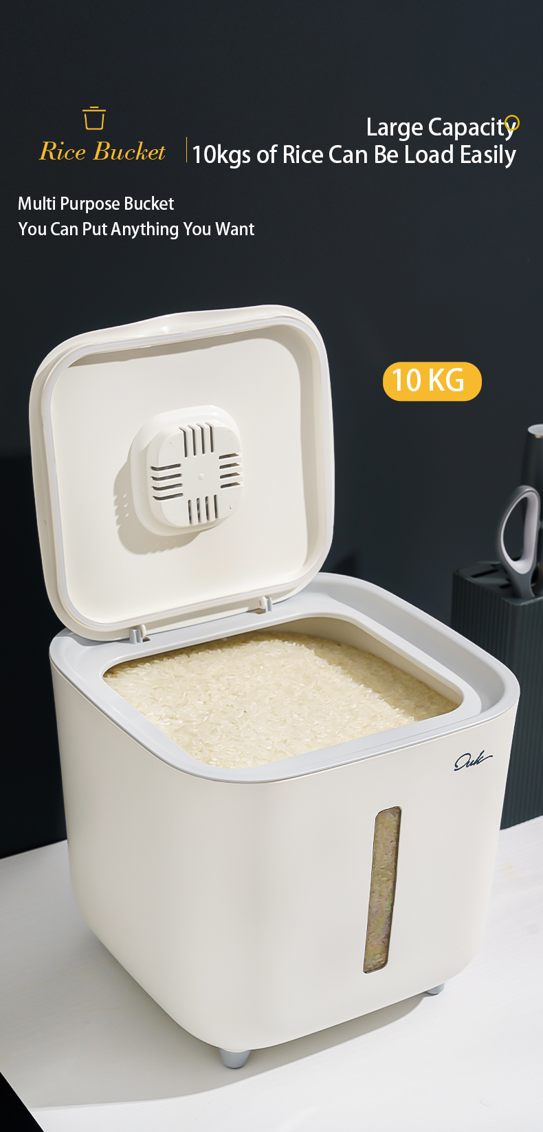 Food Grade Multi Function 10 KG Rice Bucket