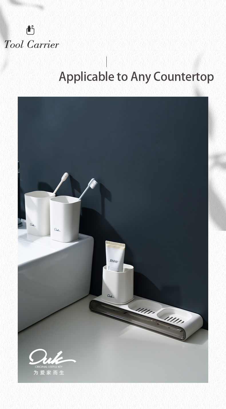 Wall Mounted Storage Toothbrush Cup Holder set Bathroom Dispenser