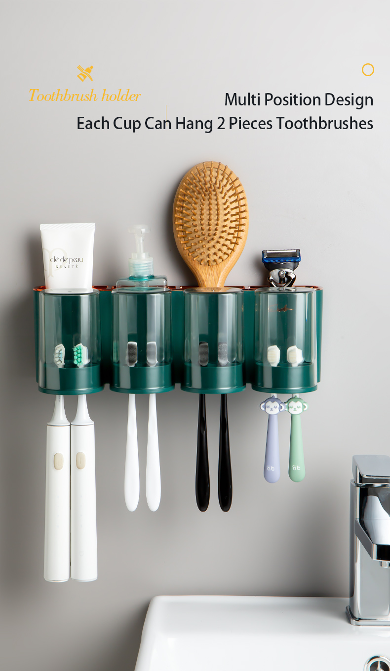 Wall Mounted Anti-Dust and Hole Free Toothbrush Holder